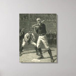 Vintage sport, honkbalspelers door Thulstrup Canvas Afdruk