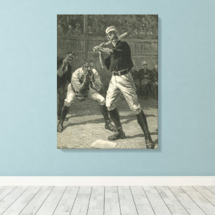 Vintage sport, honkbalspelers door Thulstrup Canvas Afdruk