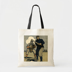 Vintage sport honkbalspelers, gestileerde kunst tote bag