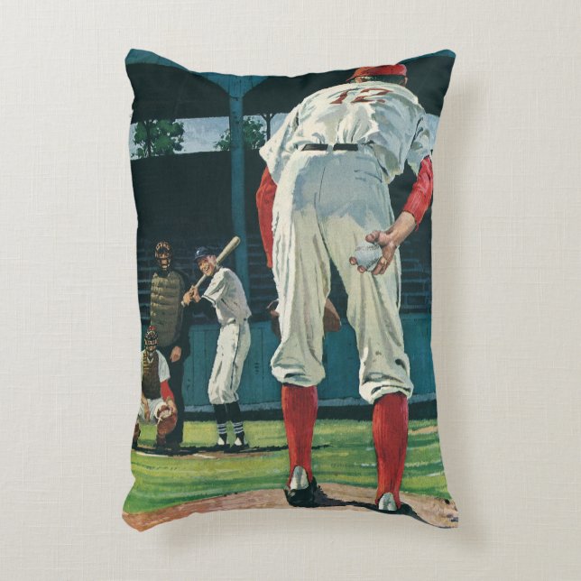 Vintage sport honkbalspelers werper op heuvel accent kussen (Voorkant(Verticaal))