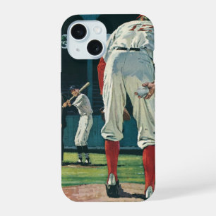 Vintage sport honkbalspelers werper op heuvel iPhone 15 hoesje