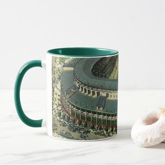 Vintage sport honkbalstadion, luchtfoto mok (Met donut)