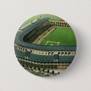 Vintage sport honkbalstadion, luchtfoto ronde button 5,7 cm