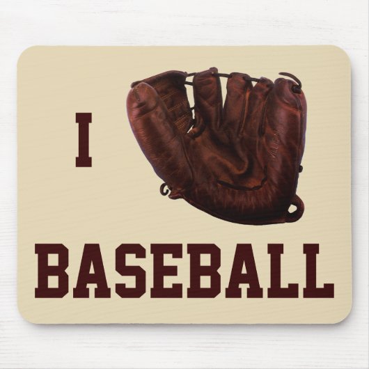 Vintage sport, ik hou van honkbal, ik handschoen h muismat (Voorkant)