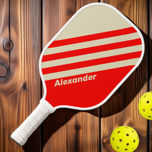 Vintage Sport Kersen Strepen met Naam Pickleball Paddle