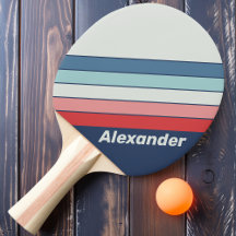 Vintage Sport Marineblauw Gestreept met Naam