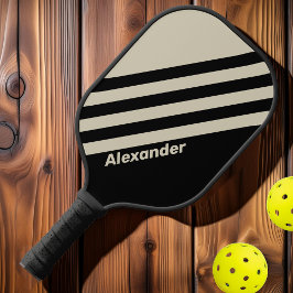Vintage Sport Middernacht Strepen met Naam Pickleball Paddle