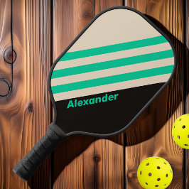 Vintage Sport Midnight Mint Strepen met Naam Pickleball Paddle