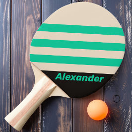 Vintage Sport Midnight Mint Strepen met Naam Tafeltennisbatje