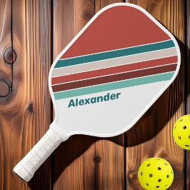 Vintage. Sport Mint Regenboog Gestreept met Naam Pickleball Paddle