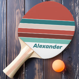 Vintage Sport Mint Regenboog Gestreept met Naam Tafeltennisbatje