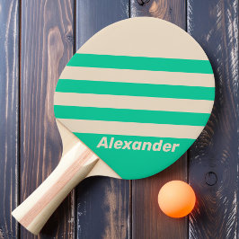 Vintage Sport Mint Strepen met Naam Tafeltennisbatje
