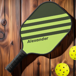 Vintage Sport Moss Fade Dual Strepen met Naam Pickleball Paddle