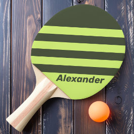 Vintage Sport Moss Fade Dual Strepen met Naam Tafeltennisbatje