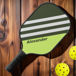 Vintage Sport Moss Fade Strepen met Naam Pickleball Paddle