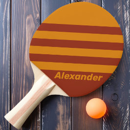 Vintage Sport Oranje Roest Dubbele Strepen met Naa Tafeltennisbatje