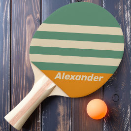 Vintage Sport Oranje Strepen met Naam Tafeltennisbatje