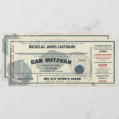 Vintage Sport Pass Bar Mitswa Kaart (Voorkant / Achterkant)