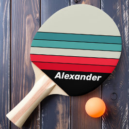 Vintage Sport Retro Stealth Gestreept met Naam Tafeltennisbatje