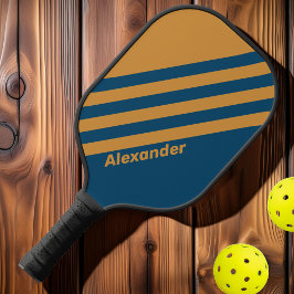 Vintage Sport Royal Gouden Strepen met Naam Pickleball Paddle