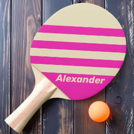Vintage Sport Roze Strepen met Naam Tafeltennisbatje