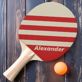 Vintage Sport scharlaken strepen met naam Tafeltennisbatje