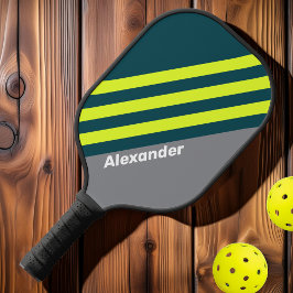 Vintage Sport Storm Cloud Grove Strepen met Naam Pickleball Paddle