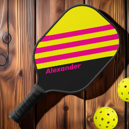 Vintage Sport Sun Glow Strepen met Naam Pickleball Paddle