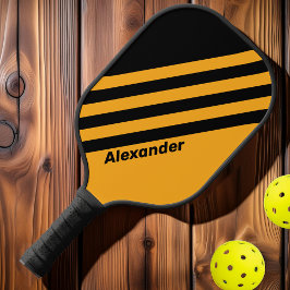 Vintage Sport Sunflower Buzz Strepen met Naam Pickleball Paddle