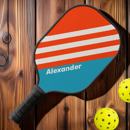 Vintage Sport Sunset Tide Rush Strepen met Naam Pickleball Paddle