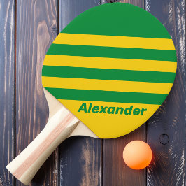 Vintage Sport Tropische Bananen Strepen met Naam Tafeltennisbatje