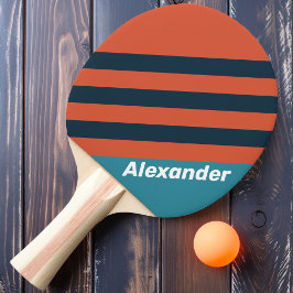 Vintage Sport Turquoise Spetters Strepen met Naam Tafeltennisbatje
