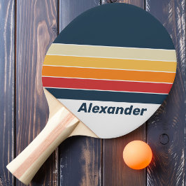 Vintage Sport Vervagende Regenboog Strepen met Naa Tafeltennisbatje