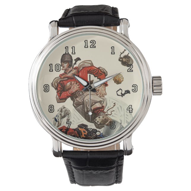 Vintage sport voetbal quarterback speler hardlopen horloge (Voorkant)