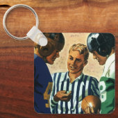 Vintage sport, voetbal scheidsrechter munt toss sleutelhanger (Voorkant)