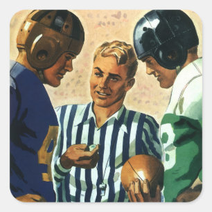 Vintage sport, voetbal scheidsrechter munt toss vierkante sticker