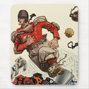 Vintage sport voetballer en Bulldog mascotte Muismat