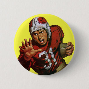 Vintage sport voetbalspeler running back nr. 31 ronde button 5,7 cm