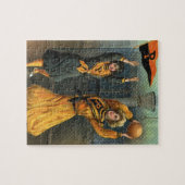 Vintage sport, vrouwelijk basketbalteam in spel legpuzzel (Horizontaal)