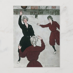 Vintage sport, vrouwelijke basketbalspelers in spe briefkaart
