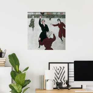 Vintage sport, vrouwelijke basketbalspelers in spe poster