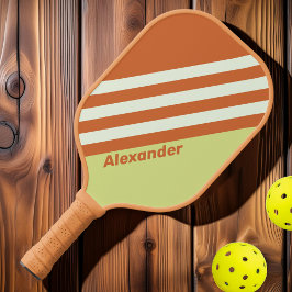 Vintage Sport Woestijncactus Strepen met Naam Pickleball Paddle
