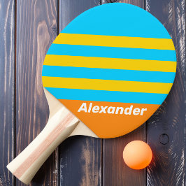 Vintage Sport Zomer Strand Strepen met Naam Tafeltennisbatje