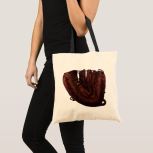 Vintage sportartikelen, antieke leren honkbalhands tote bag