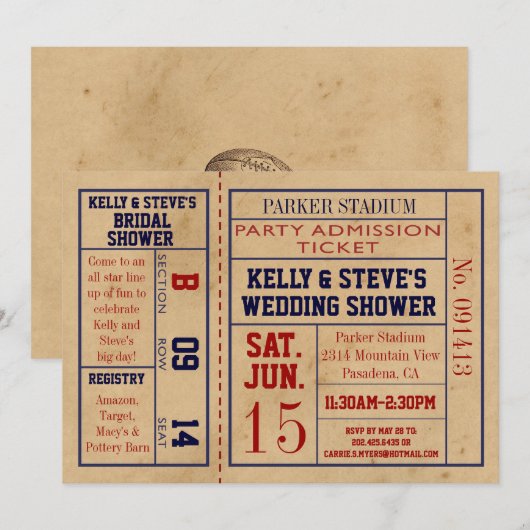 Vintage Sportkaartje Vrijgezellenfeest uitnodigen  Kaart (Voorkant / Achterkant)