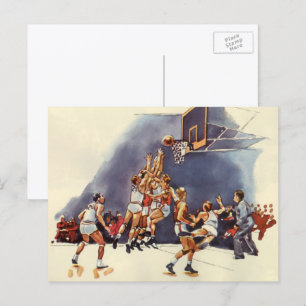Vintage Sports Basketball, Players in a Game Briefkaart