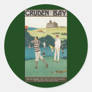 Vintage Sports Golf in Schotland, golfers golfen Ronde Sticker