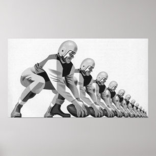 Vintage sportvoetbalspelers, quarterback poster