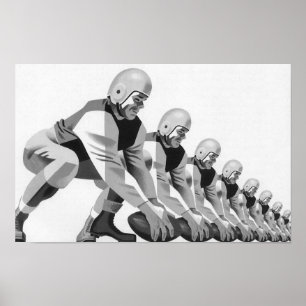 Vintage sportvoetbalspelers, quarterback poster