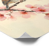 Vintage Spring Bird Cherry Blossom Wall Art Poster (Hoek)